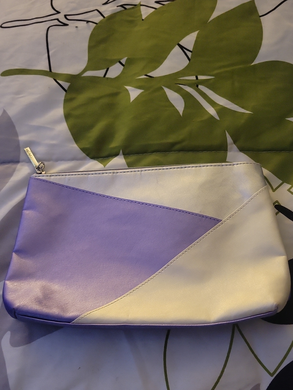 Lancome Silver and Lilac Colorblock Wristlet Pouch